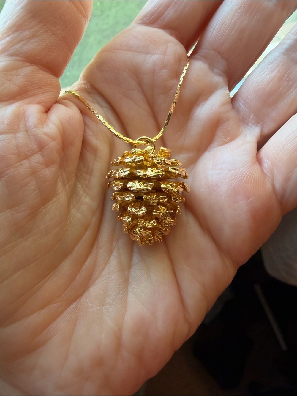 Gold Tone Pinecone Pendant Necklace - Women Jewelry